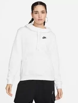 Nike NSW Club Fleece Funnel Hoodie - White/Black, Size XL, Women