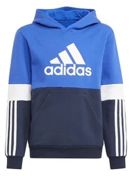 adidas Junior Boys Fleece Hoodie - Blue/Navy, Blue/Navy, Size 5-6 Years