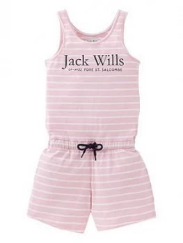 Jack Wills Girls Stripe Jersey Playsuit - Pink, Size 5-6 Years, Women