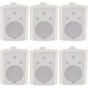 Loops - 6x 180W White Wall Mounted Stereo Speakers 8' 8Ohm loud Premium Audio & Music