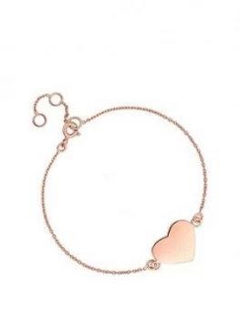 Simply Silver Rose Gold Plated Sterling Silver Personalised Engravable Heart Disc Bracelet