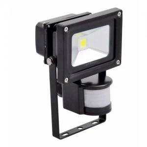 Lighthouse IP65 Ultra Efficient LED Black Aluminium PIR Floodlight - 10 Watt