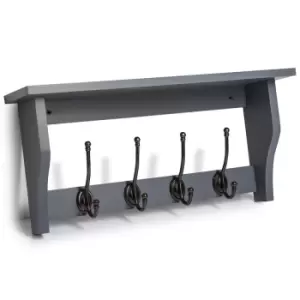 Lewiston 4 Coat Hooks with Shelf - Dove Grey