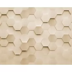 Origin Murals Metal Hexagons Gold Wall Mural - 3.5m x 2.8m