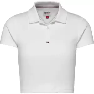 Tommy Jeans Tjw Essential Cropped Rib Polo - White