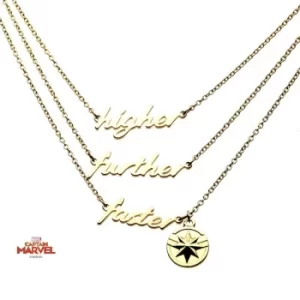 Marvel's Captain Marvel Polished Finish 3-Tiered Necklace