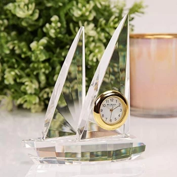 Miniature Glass Clock - Sailing Yacht