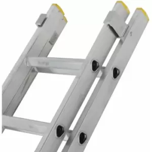 Loops - 30 Rung Aluminium Double Section Extension Ladders & Stabiliser Feet 4m 7m