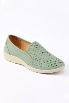 Soft Step Laser Cut Slip On Shoes