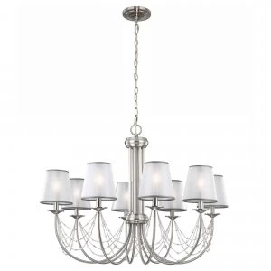 8 Light Multi Arm Chandelier Brushed Steel Finish, E14