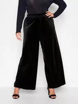 Yours Wide Leg Velvet Trouser Black, Size 16, Women