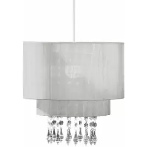 Premier Housewares - Beaded Silver Voile Pendant Shade