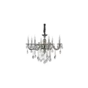 Ideal Lux Impero - 8 Light Crystal Chandelier Crystal, Silver Finish, E14