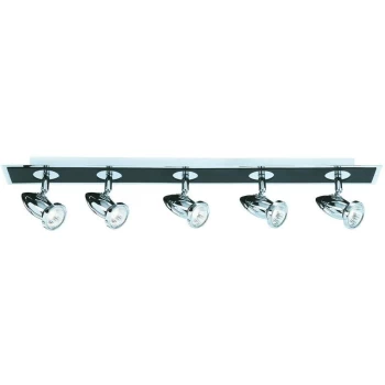 Searchlight Comet - 5 Light Adjustable Ceiling Spotlight Bar Chrome, Matt Black, GU10