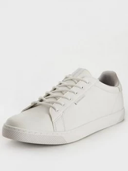 Jack & Jones Trent Faux Leather Sneakers, Bright White, Size 9, Men