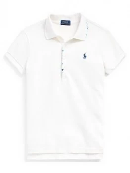 Ralph Lauren Girls Embroidered Flag Short Sleeve Polo - White