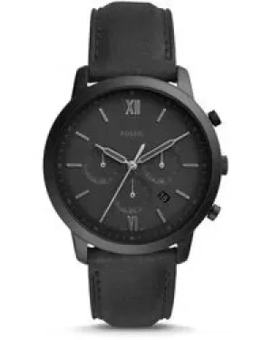 Fossil Mens Rhett Chronograph Leather Watch - Black