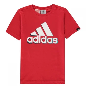 adidas Camo Linear T Shirt Junior - Red BOS