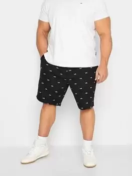 BadRhino Badrhino Shark Print Shorts, Black, Size 48, Men