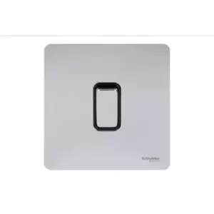 Schneider Electric Ultimate Screwless Flat Plate - Single Rocker 2 Way Light Switch, Single Pole, 16AX, GU1412BPC, Polished Chrome with Black Insert