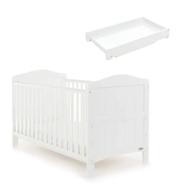 Obaby Whitby Cot Bed + Cot Top Changer - White