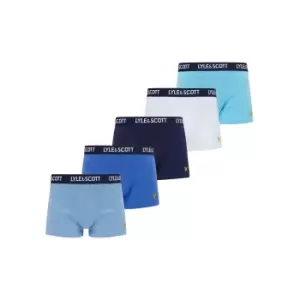 Lyle & Scott Mens Miller 5 Pack Underwear Trunks - Bright White/Chambray Blue/Blue Mist/Dazzling Blue/Peacoat - XL