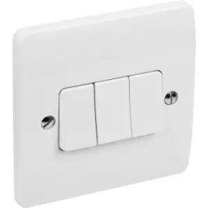 MK Light Switch 3 Gang 2 Way in White Plastic