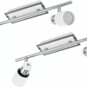 2 pack Wall 2 Spot Light Colour Chrome Plated White Steel GU10 2x5W Included