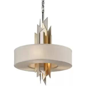 Hudson Valley Lighting - Modernist 4 Light Pendant Polished Stainless Steel, Gold Leaf, Fabric Shade