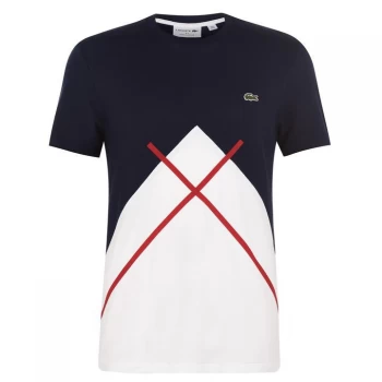 Lacoste Diagonal Block T Shirt - Flour/Navy 2J1