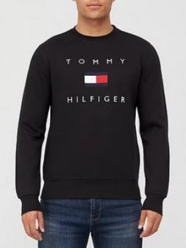 Tommy Hilfiger Tommy Flag Hilfiger Sweatshirt - Black, Size 2XL, Men