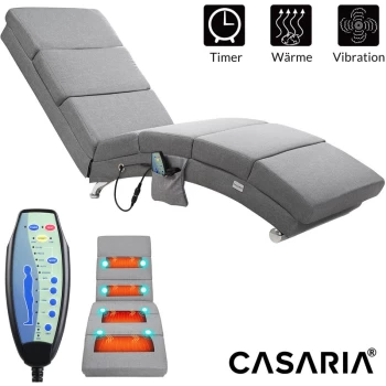 Relaxing Faux Leather Lounger London 8 Massage Points Different Modes Heating Function Modern Design Reclining Fabric Grey - Casaria