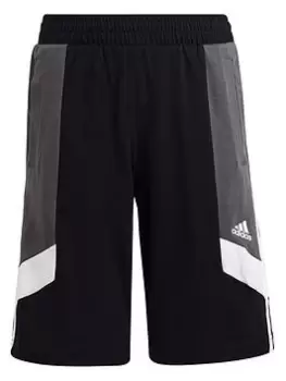 adidas Sportswear Junior Colourblock 3 Stripe Short, Black, Size 7-8 Years