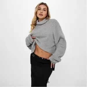 Missguided Roll Neck Crop Jumper - Grey