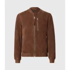 AllSaints Kemble Suede Bomber - Brown