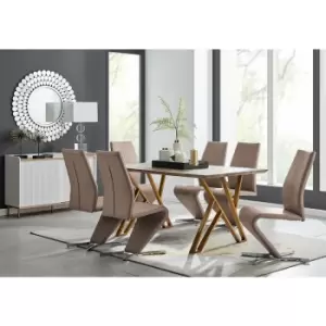 Taranto Oak Effect Dining Table and 6 Cappuccino Willow Chairs - Cappuccino