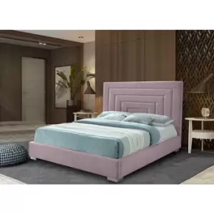 Lisso Bed Double Plush Velvet Pink