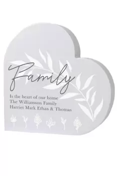 Personalised Leaf Decor Free Standing Heart Ornament - Grey