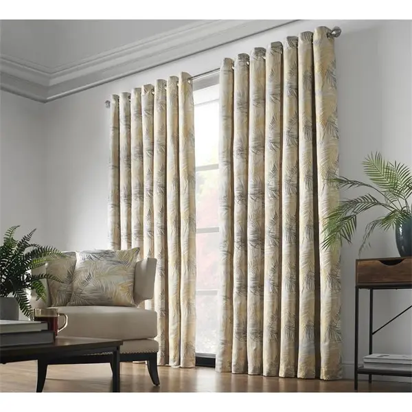 Other Fiji Multi Yarn Fully Lined Ring Top Curtains - Yellow 90x90 Inch