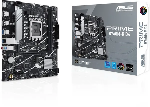 ASUS Prime B760M-R D4 mATX Motherboard for Intel LGA1700 CPUs