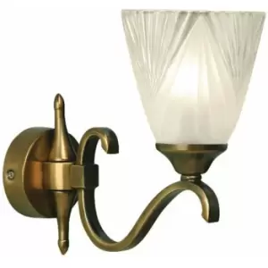 Loops - Luxury Traditional Single Wall Light Antique Brass Art Deco Glass Shade Dimmable