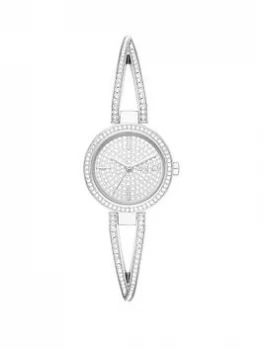 DKNY Swarovski Crystal Adorned Half Bangle Ladies Cocktail Watch, One Colour, Women