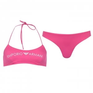 Emporio Armani Logo Bikini Set Fuxia Pink Size L Women