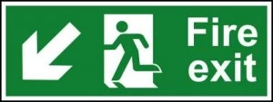 Fire Exit Running Man Arrow Down/Left Rigid PVC