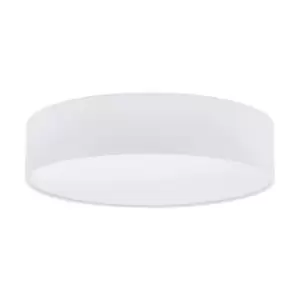 Flush Ceiling Light Colour White Round White Fabric Shade Bulb E27 3x60W