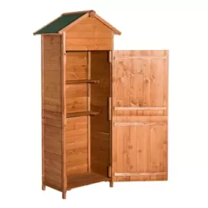 Outsunny Wood Garden Storage Shed Tool Cabinet W/ Felt Roof, 190X79X49Cm, Brown