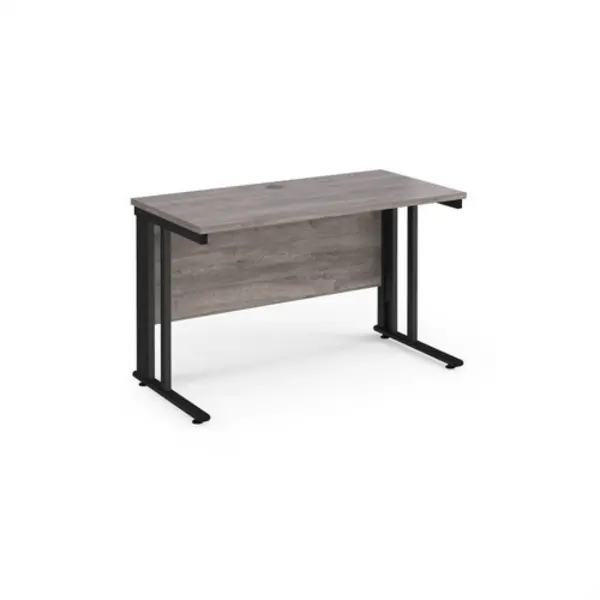 Maestro 25 straight desk 1200mm x 600mm - Black cable managed leg frame, grey oak top