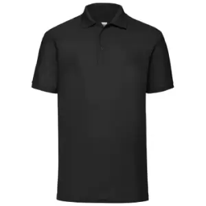 Fruit Of The Loom Mens 65/35 Pique Short Sleeve Polo Shirt (3XL) (Black)