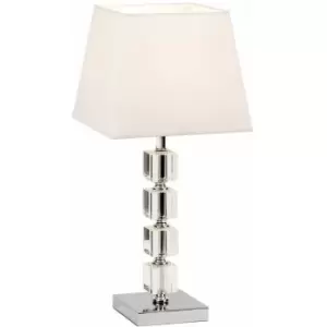 Modern Table Lamp Light Chrome Acrylic Cubes & White Shade Square Desk Sideboard