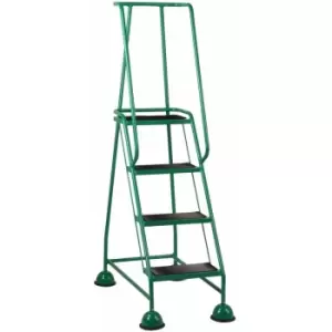 4 Tread Mobile Warehouse Steps green 1.68m Portable Safety Ladder & Wheels